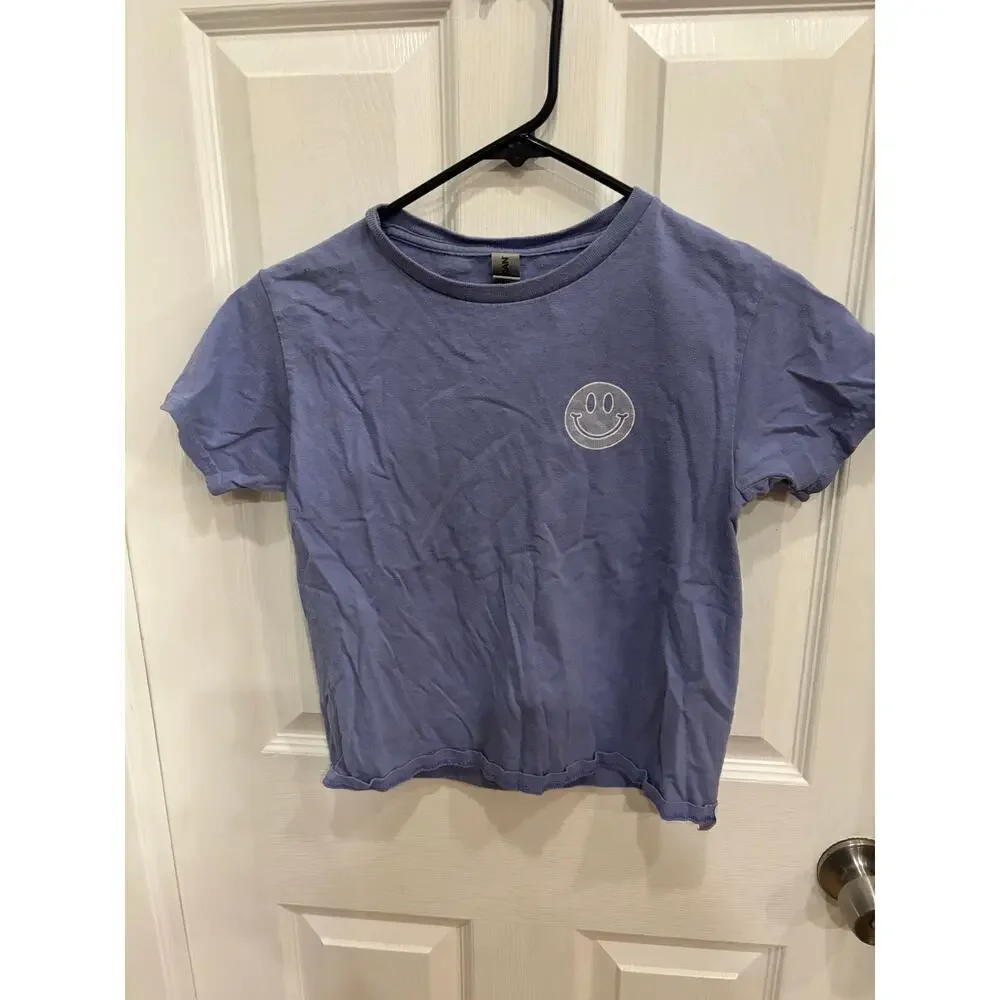 Palmetto Moon Blue “Be Happy” Smiley Graphic T-Shirt, Short Sleeve Tee, Youth S